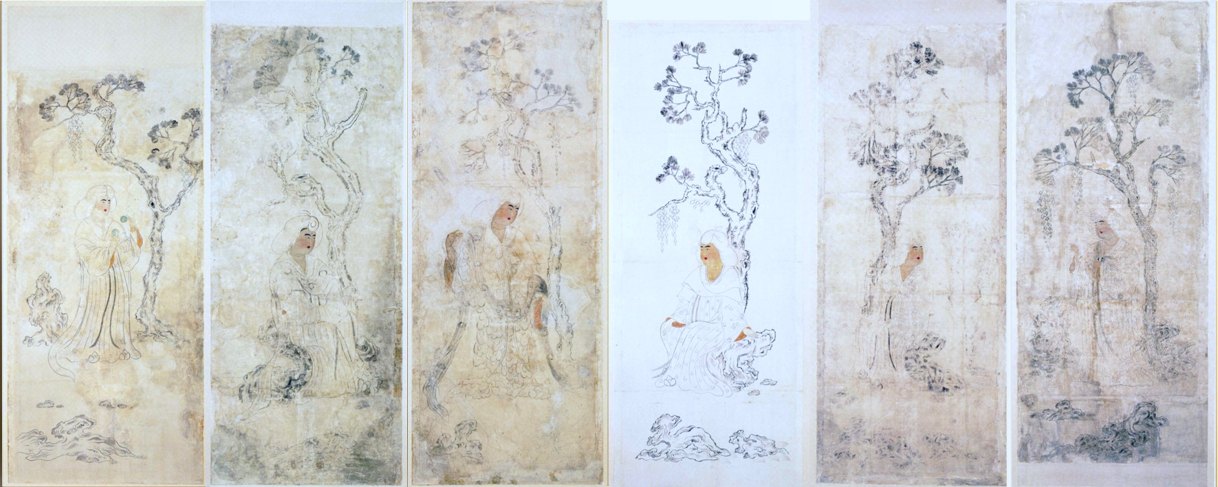 737武恵妃墓壁画山水図屏風 737武恵妃墓壁画山水図屏風