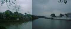 雨の朝、蘇州運河