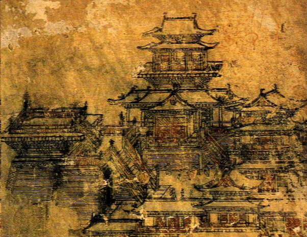 岩山寺壁画　蜃気楼の楼閣